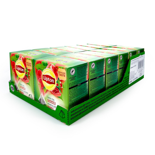 Lipton Grüner Tee Himbeere & Granatapfel, 20er Pack x 12
