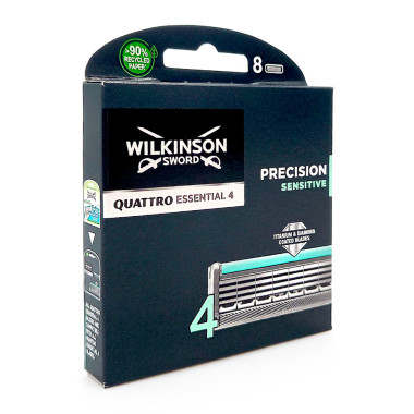 Wilkinson Quattro Titanium Essential 4 Precision Sensitive Rasierklingen, 8er Pack