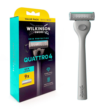 Wilkinson Quattro 4 Skin Protection Rasierer + 8 Ersatzklingen