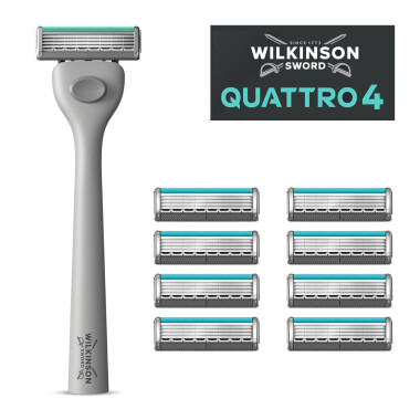 Wilkinson Quattro 4 Skin Protection Rasierer + 8 Ersatzklingen