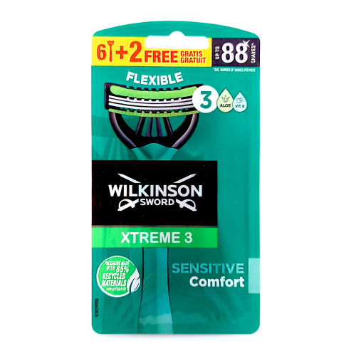 Wilkinson Xtreme 3 Sensitive Comfort disposable razor, pack of 8