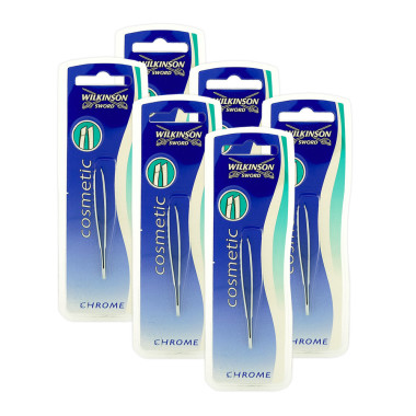 Wilkinson Tweezers Cosmetic Chrome, pack of 6