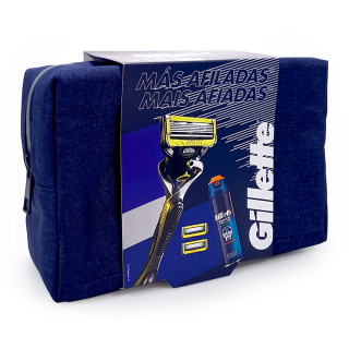 Gillette ProShield Geschenkset Kulturtasche mit 3 Rasierklingen, Griff und Rasiergel 170 ml