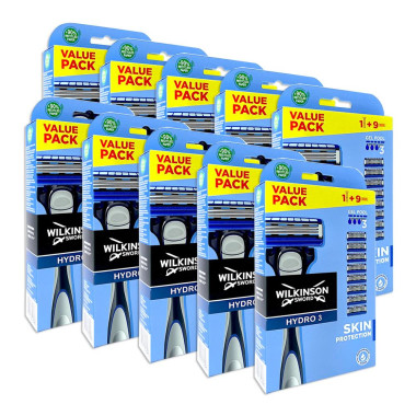 Wilkinson Hydro3 Skin Protection shaver + 8 replacement blades x 10