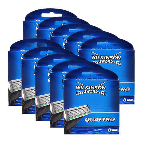 Wilkinson Quattro Plus Rasierklingen, 8er Pack x 10