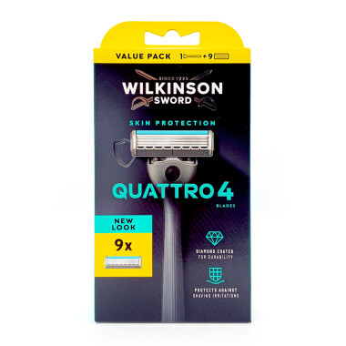 Wilkinson Quattro 4 Skin Protection Rasierer + 8 Ersatzklingen x 10