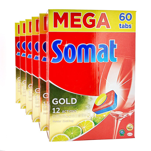 Somat Gold 12 Actions Spülmaschinen-Tabs Citrus, 60er Pack x 6