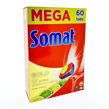 Somat Gold 12 Actions Dishwasher Tabs Citrus, pack of 60 x 6