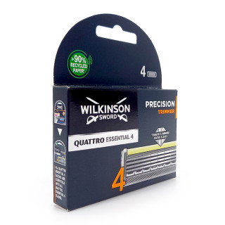 Wilkinson Quattro Essential 4 Precision Trimmer Rasierklingen, 4er Pack
