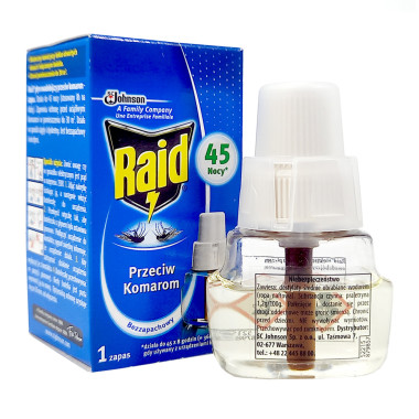 Raid mosquito plug 45 nights refill, 27 ml x 24