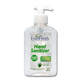 EverFresh Hand Sanitizer Aloe Vera pump dispenser 66%, 236 ml