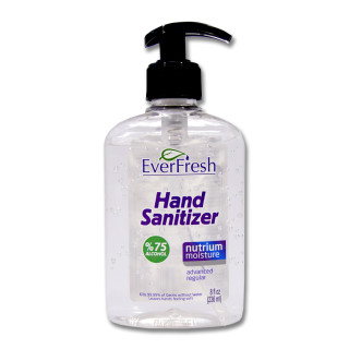 EverFresh hand sanitizer pump dispenser 75 %, 236 ml
