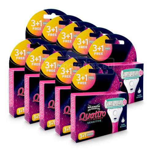 Wilkinson Quattro for Women Sensitive Rasierklingen, 4er Pack x 10