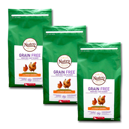 Nutro Cat Grain-Free Adult Chicken, 4 kg x 3