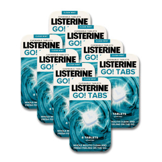 Listerine GO! Tabs Clean Mint Kautabletten Mundsp&uuml;lung, 8er Pack x 8