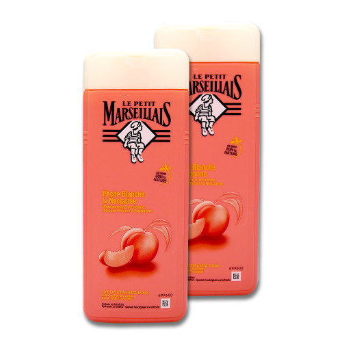 Le Petit Marseillais shower gel White Peach & Nectarine, 2 x 400 ml