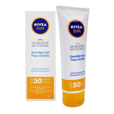 Nivea SUN UV Gesicht Sensitiv Sonnencreme LSF 50, 50 ml