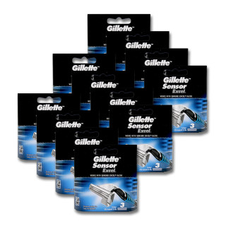 Gillette Sensor Excel Rasierklingen, 3er Pack x 12