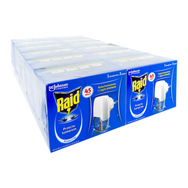 Raid starter set mosquito plug 45 nights + 1 refill, 27 ml x 12