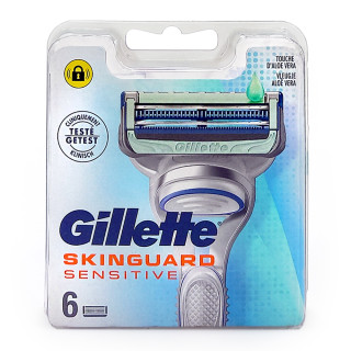 Gillette SkinGuard Sensitive Rasierklingen mit Aloe Vera, 6er Pack