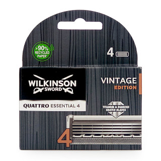 Wilkinson Quattro Essential 4 Vintage Edition Rasierklingen, 4er Pack x 10