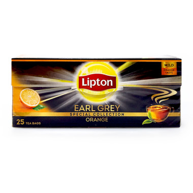 Lipton aromatisierter Schwarztee Earl Grey mit Orange, 25er Pack x 32