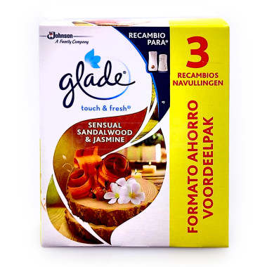 Glade Touch & Fresh refill Sensual Sandalwood & Jasmine, 3x 10 ml x 8