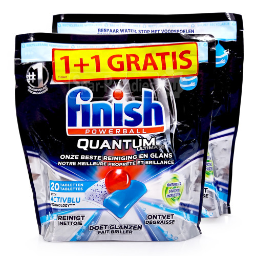 Finish Powerball Quantum Ultimate dishwasher tabs, 2 packs of 20