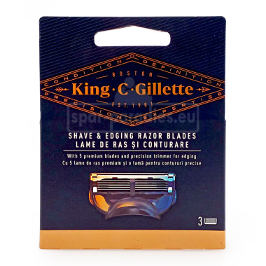 Gillette King C. Shave & Edging razor blades, pack of 3