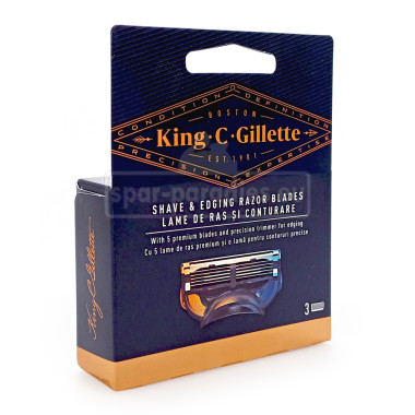 Gillette King C. Shave & Edging razor blades, pack of 3