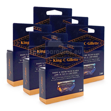 Gillette King C. Shave & Edging razor blades, pack of 3 x 6