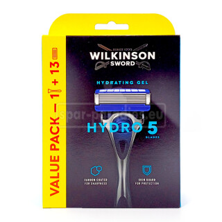 Wilkinson Hydro 5 Hydrating Gel Mega-Pack, 13 Rasierklingen + Griff