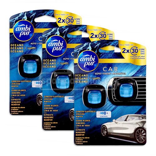 Ambi Pur Car Air Freshener Ocean Mist pack of 6, 6x 2 ml