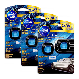 Ambi Pur Car Air Freshener Ocean Mist pack of 6, 6x 2 ml