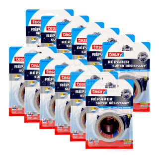 tesa Repair Tape Super Strong Gray, 2.75 m x 19 mm, pack of 12
