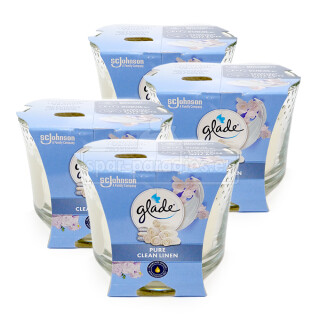 Glade Langanhaltende Duftkerzen Pure Clean Linen 4er Pack (4x 204 g)