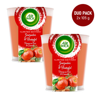 Air Wick Wohlfühl-Duftkerze Zimtzauber & Bratapfel Duo-Pack, 2x 105 g