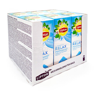 Lipton Herbal Tea Peppermint Relax, 25 tea bags x 6