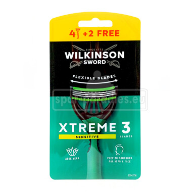 Wilkinson Xtreme 3 Sensitive Comfort disposable razor, pack of 6 x 8