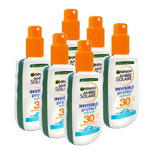 Garnier Ambre Solaire Invisible Protect Refresh Sonnenspray LSF 30, 200 ml x 6