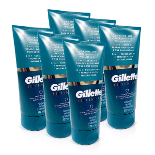 Gillette Intimate 2-in-1 Shaving & Shower Cream for the Intimate Area 177 ml pack of 6