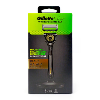 Gillette Labs Rasierergriff Black & Gold Edition mit 2 Klingen + Magnethalterung x 6