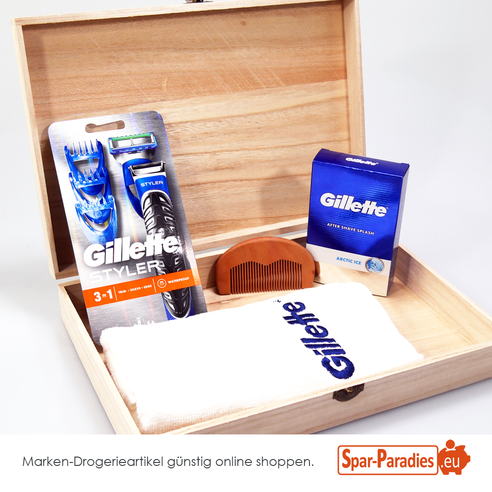 Gillette Styler Geschenk-Holzbox